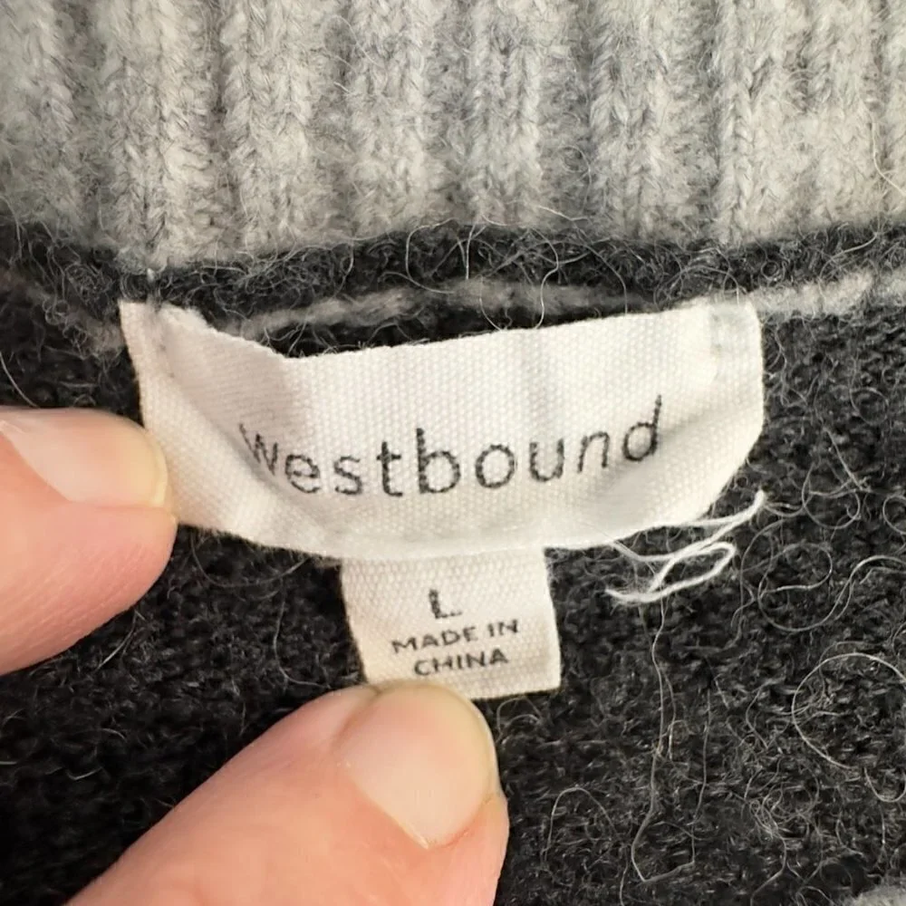Westbound Wool Blend Oversized Boxy Drop Sleeve Colorblock Crew Neck Sweater (L)